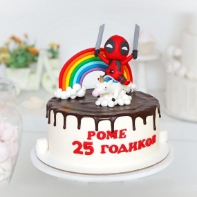Торт Дэдпул на единороге