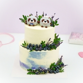Торт "Свадебный с пандами"