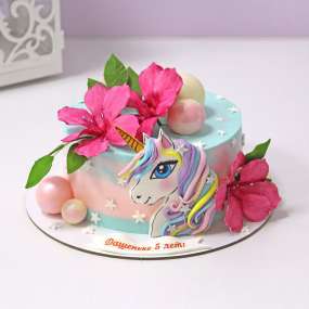Торт "Единорог с цветами"
