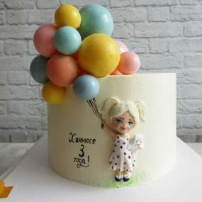 Торт "Девочка с воздушными шарами"