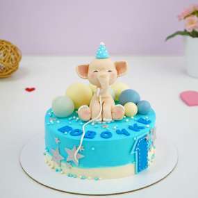 Голубой торт веселый слоник