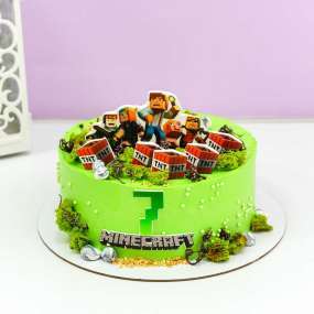 Зеленый торт майнкрафт с фигурками