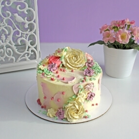 Торт "Нежные цветы"