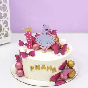 Торт с принцессой и бабочками