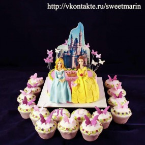 Торт с капкейками "Диснеевские принцессы"