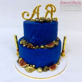 Торт "Синий с золотым"