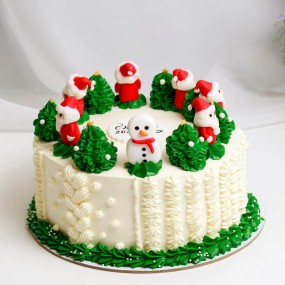 Торт на корпоратив "Снеговик и Дед Мороз"