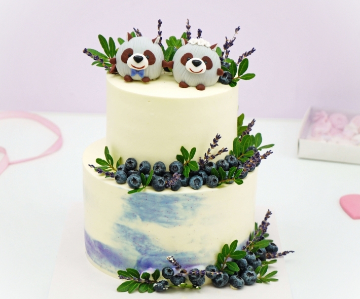 Торт "Свадебный с пандами"
