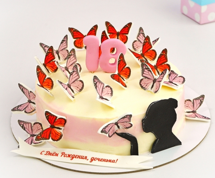 Торт "Девушка с бабочками"