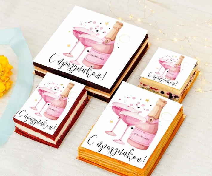 Торт-открытка «Розовое игристое»