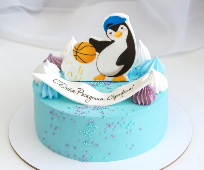 Торт "Пингвин-баскетболист"