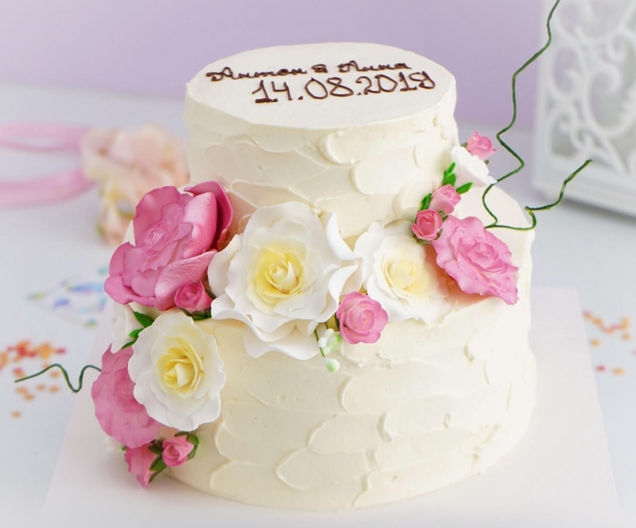 Торт "Свадебный с розами"