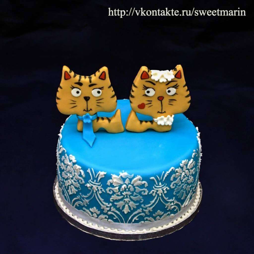 Торт  Оригинальные коты Небольшие тортики на свадьбу заказать с доставкой  в СПБ